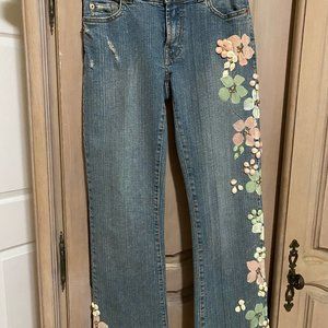 Floral Embroidered Boot Cut Jeans